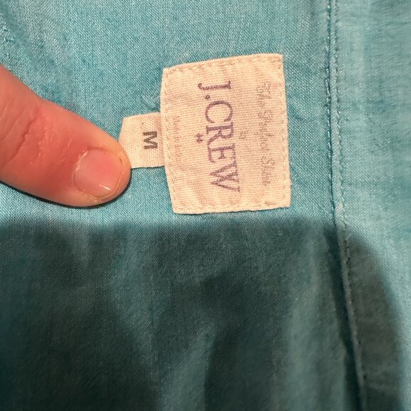 J.Crew Factory Short-Sleeve Button-Up Shirt – Turquoise Blue – Size S - Picture 4 of 7